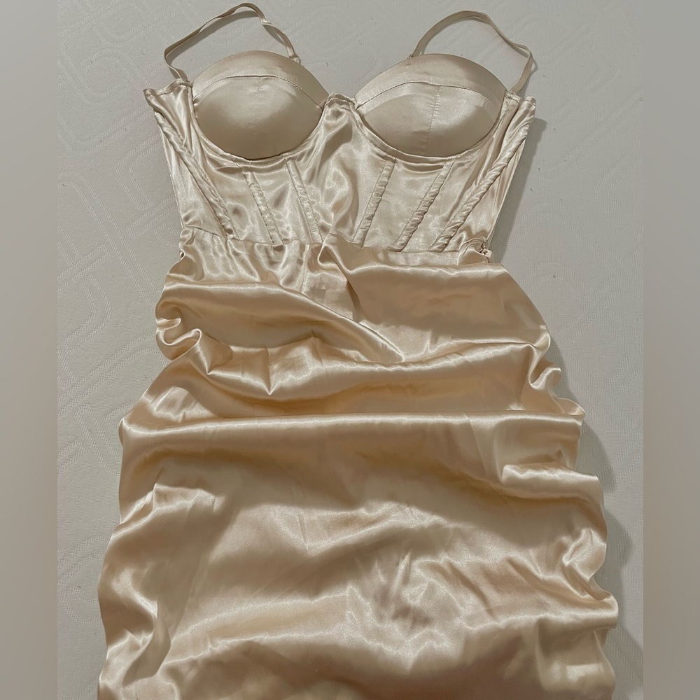 Gold Ruched Bodycon Dress